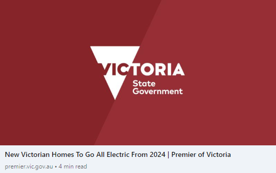 Victorian homes and public buildings requiring a planning permit go all electric